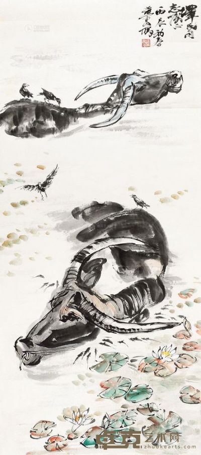 黄胄 水牛 立轴 132×58cm