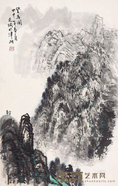 孙克纲 登高图 镜片 68×44cm