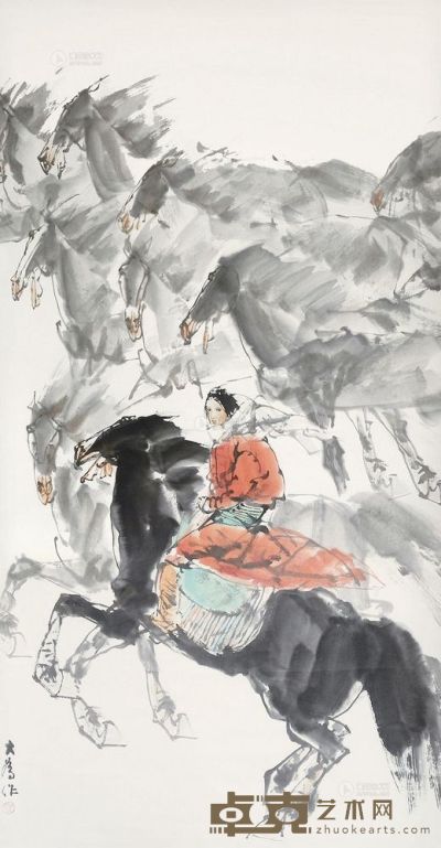 刘大为 牧马图 镜心 135×68cm