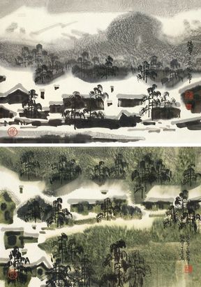 徐希 丁丑（1997年）作 雪景 镜心 （二开）