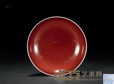 清乾隆 霁红釉盘 直径16.4cm