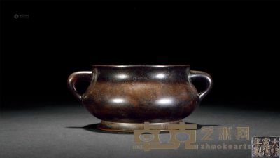 清早期 铜蚰耳香炉 长18.8cm