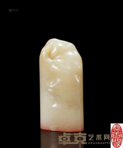 清 白芙蓉石雕随形章 3.7×1.8×7.3cm