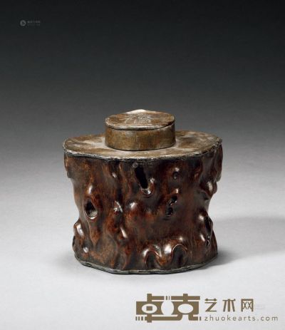 清中期 黄花梨锡胎茶叶罐 高10.7cm