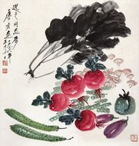 唐云 1976年作 菜根香 立轴