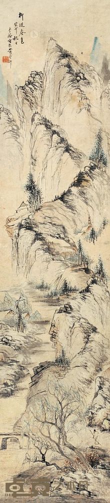 姚钟藩 柳堤春色 立轴 164×36.5cm