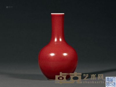 清道光 霁红釉小天球瓶 高??16.4cm