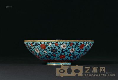 明嘉靖 万历 掐丝珐琅缠枝菊纹碗 直径21.8cm