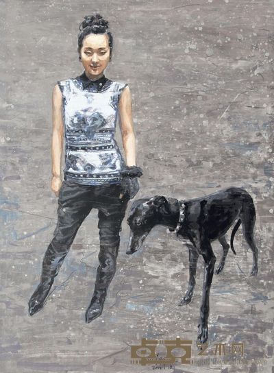 叶洲 2012年作 黑狗与少女 140×190cm