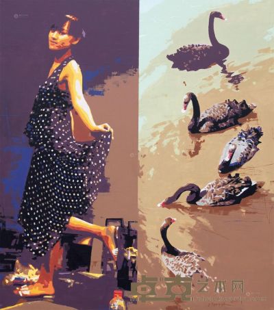 叶洲 2011年作 天鹅与少女 180×160cm