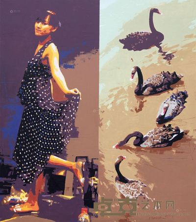 叶洲 2011年作 天鹅与少女 180×160cm