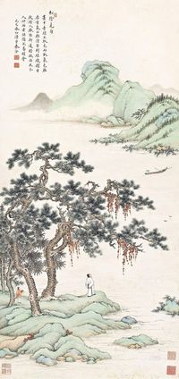 秦清曾 己巳（1929年）作 松阴觅句 立轴