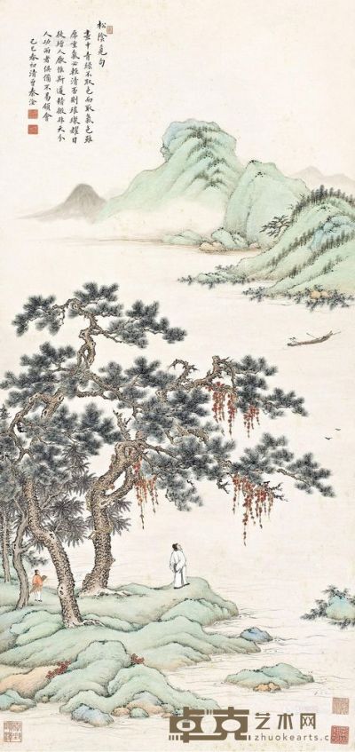 秦清曾 己巳（1929年）作 松阴觅句 立轴 110×51.8cm