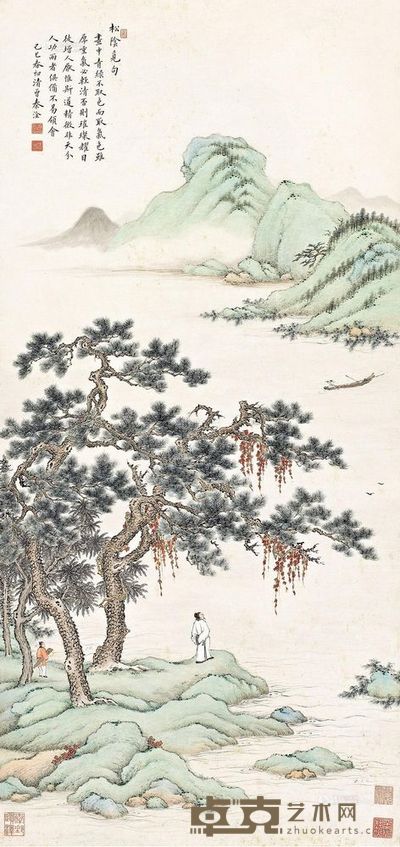 秦清曾 己巳(1929年)作 松阴觅句 立轴 110×51.8cm