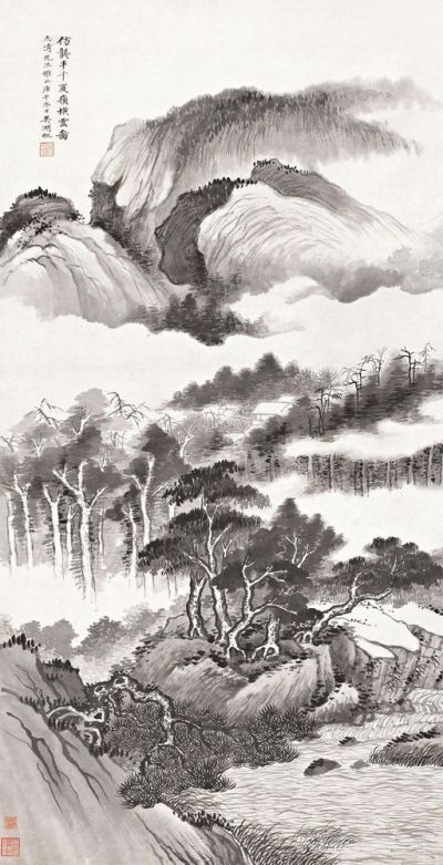 吴湖帆 庚午（1930年）作 夏岭横云 立轴