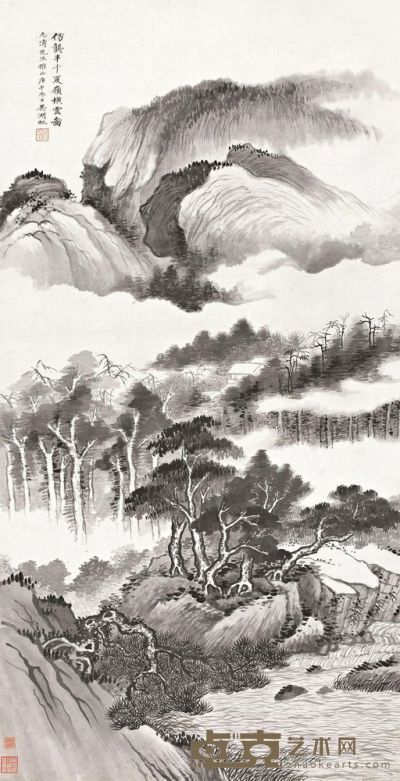 吴湖帆 庚午（1930年）作 夏岭横云 立轴 130.5×66.8cm