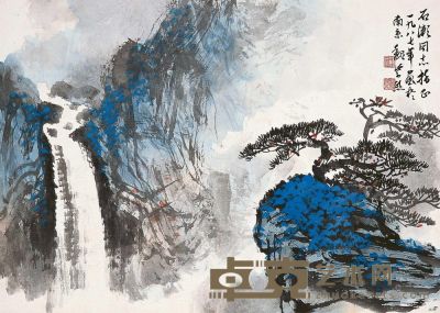 魏紫熙 1987年作 山水 镜片 30×43cm