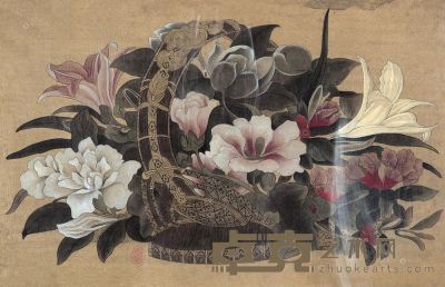李传真 花卉 镜片 26.5×41cm