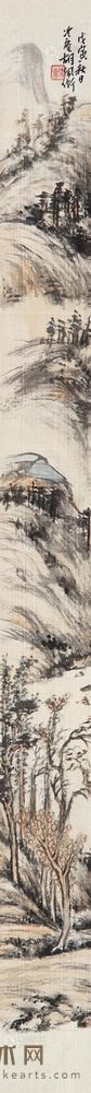 胡佩衡 1938年作 山水 镜片 70×6cm