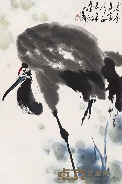 王子武 1979年作 鹤 镜框 68×45.5cm