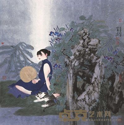 于文江 1997年作 夏凉图 镜片 69×68cm