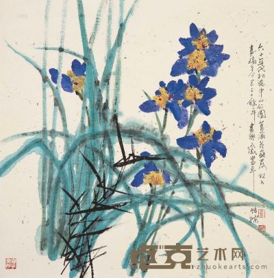 郭怡孮 花卉 镜片 68×69cm