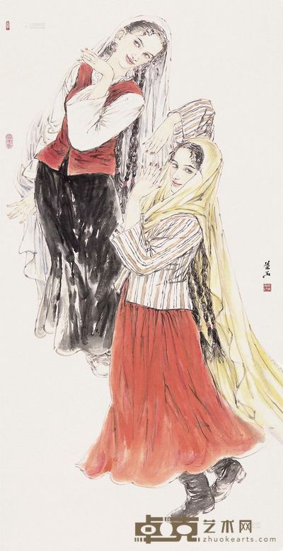 叶华 舞蹈人物 镜片 137×69cm