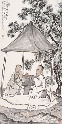 李孝萱 2004年作 饮茶图 镜片