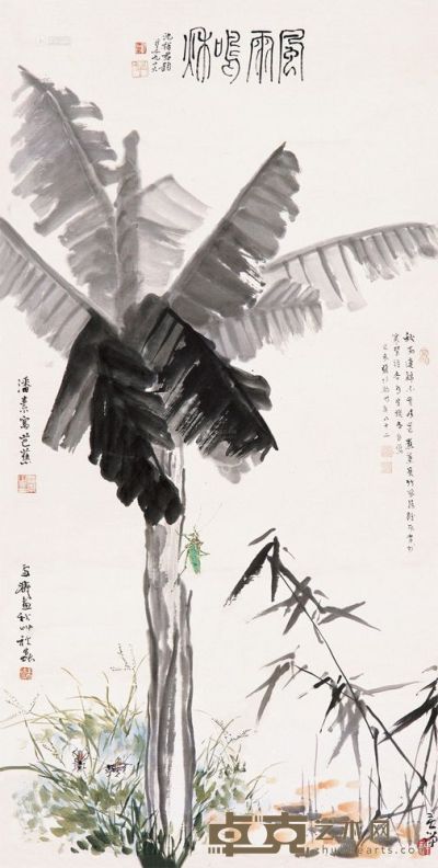 张伯驹 1979年作 芭蕉草虫 立轴 135×67.5cm