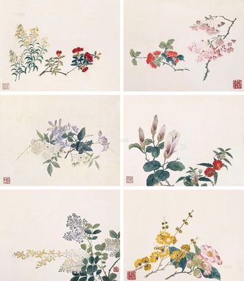 缪嘉惠 1892年作 花卉 册页