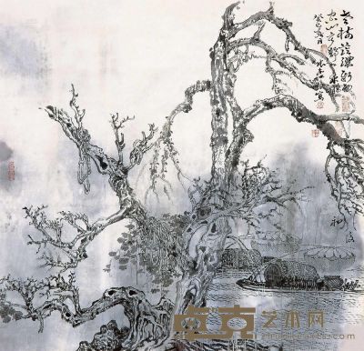 张东林 2013年作 老树浓荫 镜片 68×68cm?