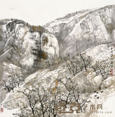 武羽竞 山水 镜片 69×67.5cm?