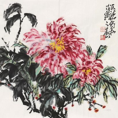 何水法 花卉 镜心