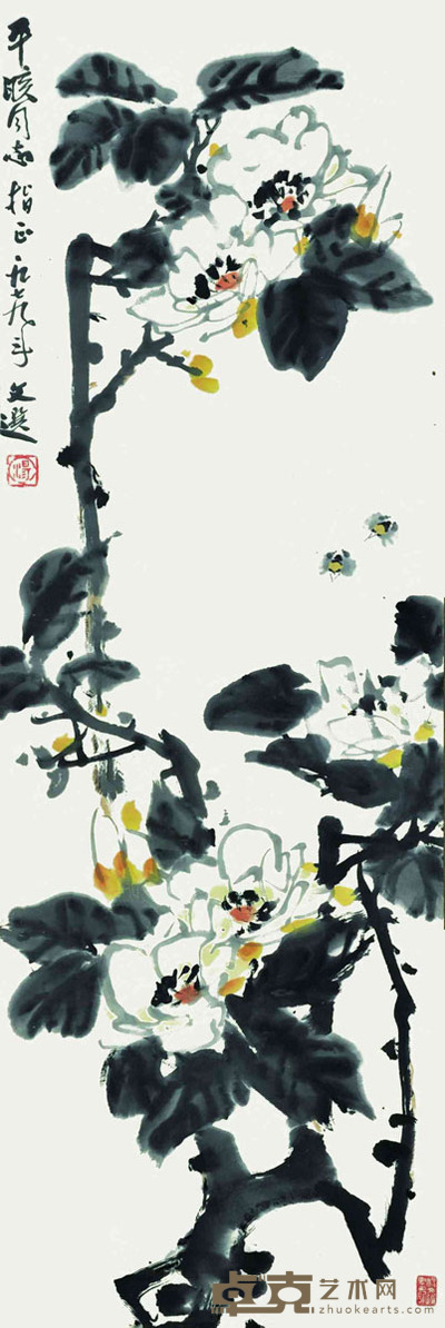 汤文选  玉兰图 100*34cm    约：3.06平尺