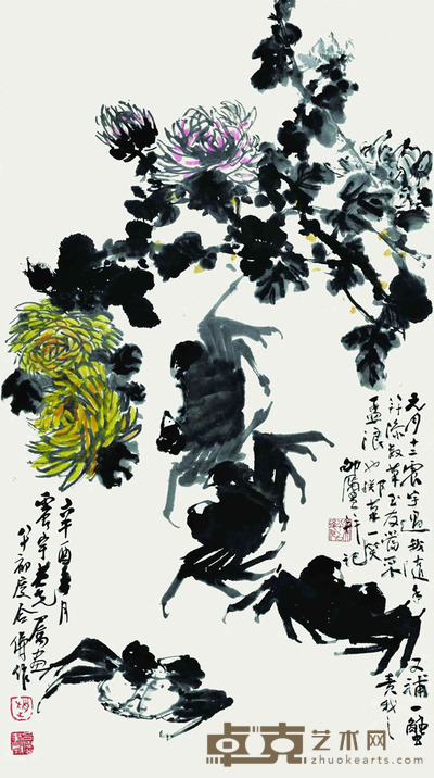 闻钧天  赵合俦菊蟹图 96*53cm    约：4.58平尺