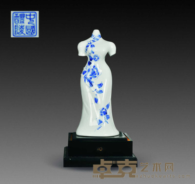 当代瓷器  刘少军、彭松旗袍灯具 高42cm