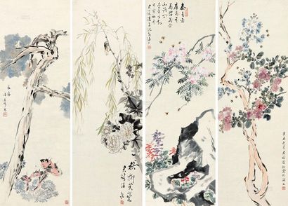 潘君诺 秋柳芙蓉 长春·花果·草虫樱桃芭蕉 镜心