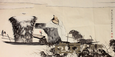 颜宝臻 山水人物镜片 68×135