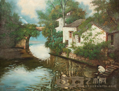 潘鸿海 溪边镜框 68×88