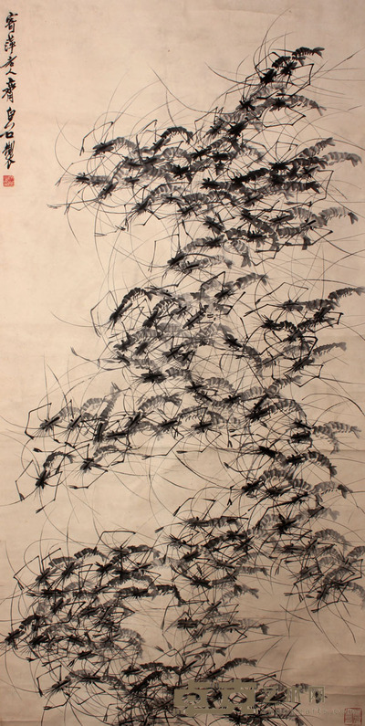 齐白石 百虾图立轴 232×118