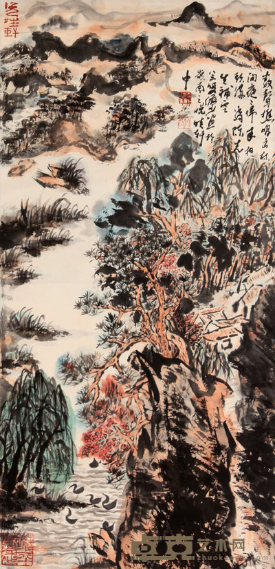 陆俨少 山水立轴 68×35