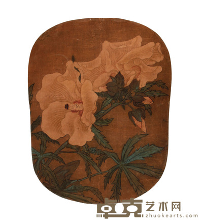 佚名 花卉团扇镜片 22×30