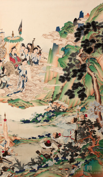 徐 操 山水人物镜片 137×78