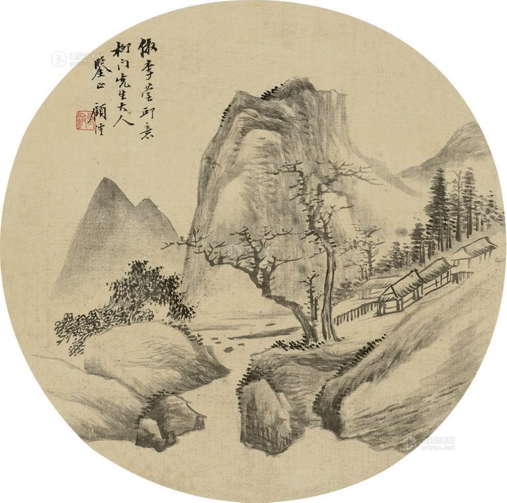 lot:308 顾沄 山水 团扇片