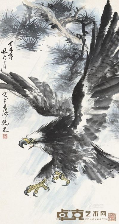 应鹤光 鹰 立轴 88×47cm
