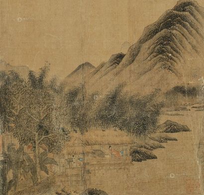 无款 山水 镜片
