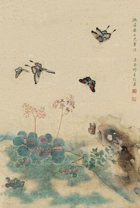 缪嘉惠 花蝶 立轴