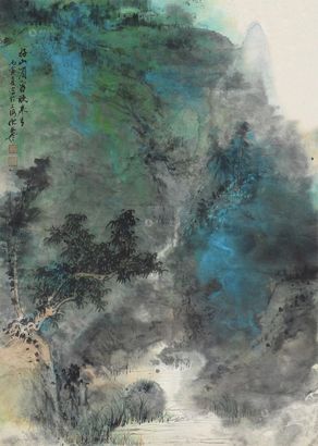 伏文彦 青绿山水 镜片