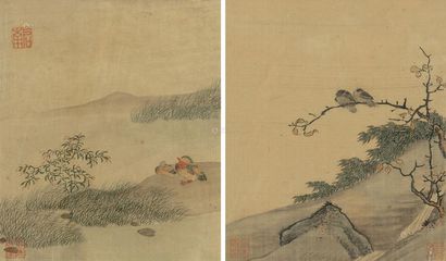 无款 花鸟 （二件） 镜片连框