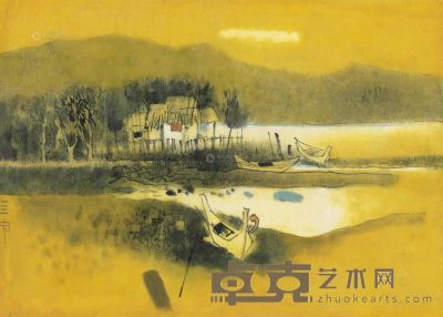 CHEONG SOO PIENG  RIVER SCENE WITH BOATS 67×47cm